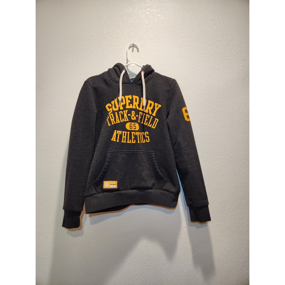 Superdry Track & Field 65 Hoodie Women's US 8 Gray Pullover Sweatshirt